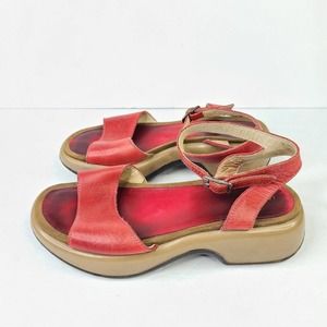 Dansko Red Sandals Ankle Strap Comfort Size 37 6.5 7